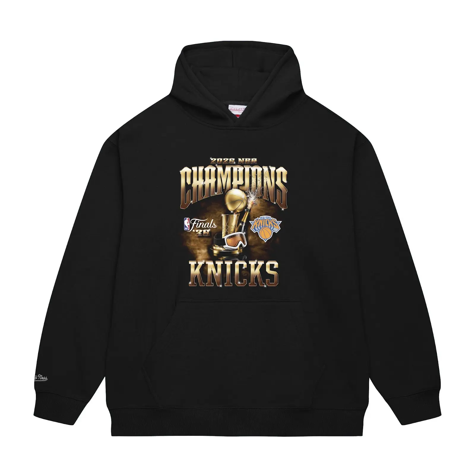 New York Knicks Black 2026 NBA Finals Champions Hoodie - Vintage NBA Hoodie, Retro Streetwear, Mitchell & Ness Long Sleeve Sweatshirts