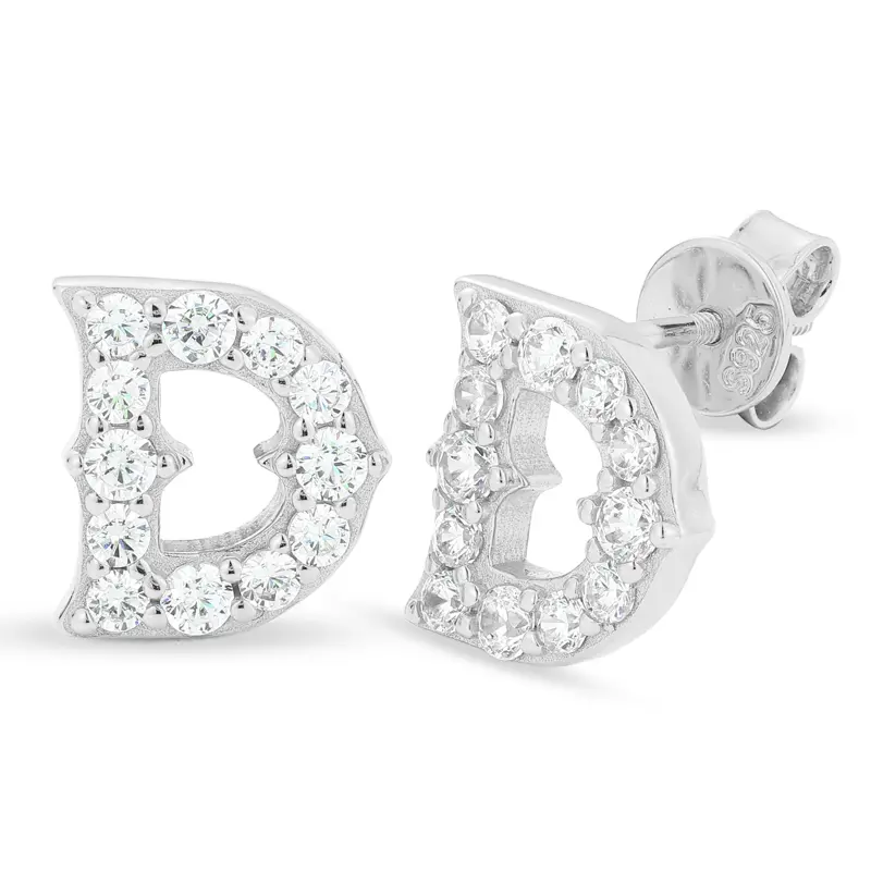 【#E532】Letter D earrings UCCIYO Synthetic Moissanite Earrings For Women 925 Sterling Silver Stud Earring Men Hip Hop Jewelry Couple Gift