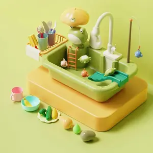 Play Sink with Running Water, Educational Kitchen Toy Set for Toddlers, Fun Fishing Game, Play Kitchen Accessories, Suitable for Kids over 3 Years, No Batteries Included