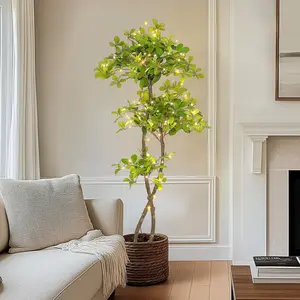 【GARVEE】Modern Home Decor Artificial Black Olive Tree – 5FT Tall Faux Plant with Built-in LED Lights, Realistic Pre-Potted Indoor Tree for Living Room, Office, Balcony, Events – Maintenance-Free Decoration