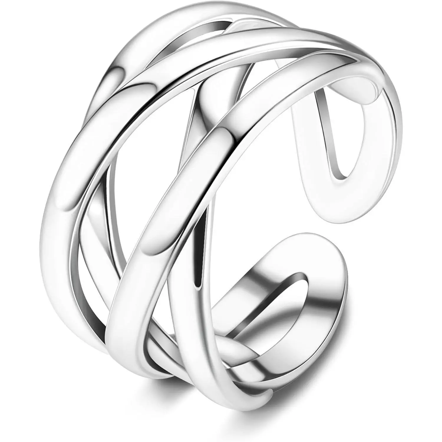 THUNARAZ 1 Pair Silver Celtic Knot Open Knuckle Ring for Women, Adjustable Thumb Ring, Simple Cross Line Design Ring