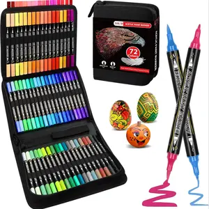 72 Colors Acrylic Paint Marker Pen Set, 1 Set Double-ended Acrylic Paint Marker Pen, Art Drawing Supplies for DIY Rock, Wood, Canvas, Stone, Ceramic, Acrylic Drawing Markers, Acrylic Marker Pens