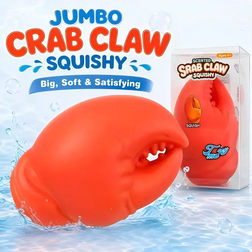 Jumbo Crab Claw Squishy Toy, Shaving Cream Filled Fast Rebound Stress Relief Squeeze Sensory Fidget Toy, Giant Seafood Desk Gift for Kids and Adults, DIY