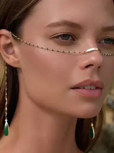 New Water Drop Pendant Face Chain, Vintage Unique Design, Rhinestone Fringe Ear Cuff, Fashionable Facial Decoration, Jewellery