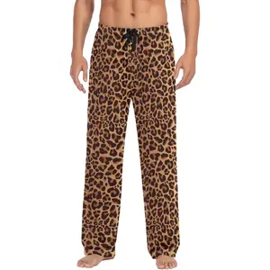 Leopard Pajama Pants Mens Lounge Pants Lightweight Men Pajama Bottoms Big Casual Modal Pjs with Elastic Waistband & Side Pockets for Home & Gym Day Long Loungewear Menswear Polyester Nightwear Color01 Stylish Cotton Homewear