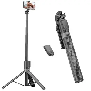71” Phone Tripod & Selfie Stick, Portable All in One Extendable Cell Phone Tripod Stand, with Wireless Remote Control for iPhone/Samsung/Android/Camera