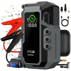 4000A 25000mah Car Jump Starter with Air Compressor, Powerful 12V Jump Box Car Battery Jump Starter with Display,  Battery Jumper Starter Portable with 1 LED Light, Fast Charging, Car Accessories Tools, Vehicle Accessory