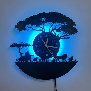 Colorful vinyl art wall clock, featuring African lion theme, suitable for home decoration, office decoration, hotel decoration, Ramadan prayer bell, Valentine's Day, Christmas, birthday gift, Easter decoration, Led wall clocks, Creative Decorative Clock