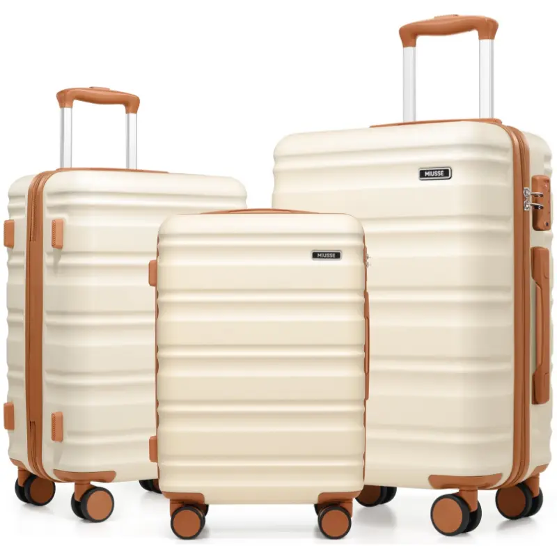 Miusse 3-Piece Luggage Set, Lightweight ABS Hardside Suitcases with 360° Spinner Wheels and TSA Lock for Travel (20/24/28 Inch), Luggage Sets, Check In Luggage With Wheels, Zipper tiktokshopbacktoschool