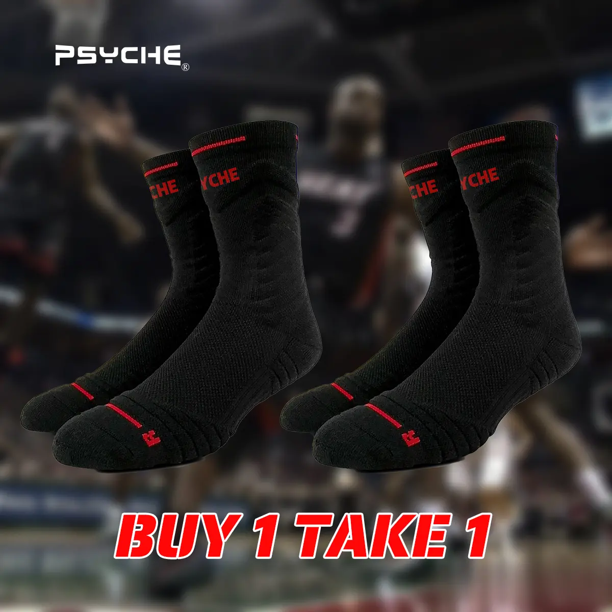 PSYCHE Buy 1 Take 1 Non-Slip Sports Socks for Men Kids - Quick Dry, Professional Use, Nylon, Designed for Basketball and All Seasons