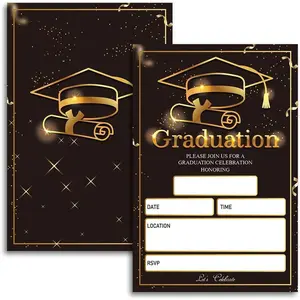 20 Cards with Envelopes, graduation party invitations 2025, 2025 College, High School, University Grad Celebration.(BT3) (Black )