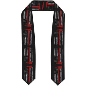 Firefighter Axe Red Line Flag Print Graduation Stole, Cute Lightweight Honor Stole, Unisex Adult 72" Long