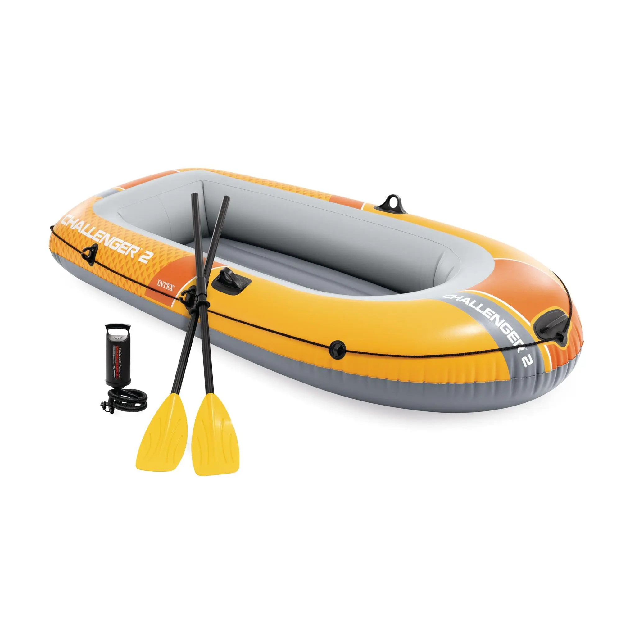 INTEX 66312EP Challenger 2 Inflatable Boat Set with 48" Oars, Pump, & Oar Locks