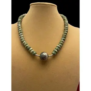 Silver Ball and Rayolite Necklace