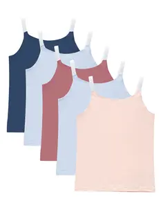 Hanes Originals Girls' Cami, 5-Pack, Cotton-Stretch Tank Top, Moisture-Wicking, Assorted S