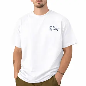 Men’s Minimalist Shark Graphic T-Shirt, Casual Short Sleeve Crew Neck Tee with Small Ocean Animal Print, Lightweight Comfortable Summer Beach Style Shirt for Travel, Fishing, Surfing, Outdoor Activities and Everyday Wear