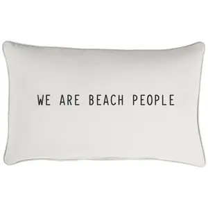 Sunbrella Lumbar Embroidered Pillow - "We Are Beach People"