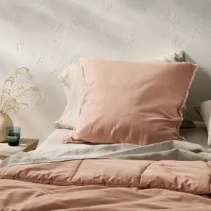 Euro Heavyweight Linen Blend Comforter Sham Light Adobe Clay- Casaluna