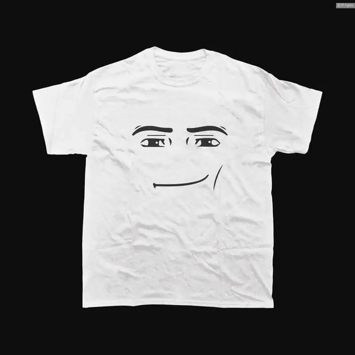 Cotton Roblox Man Face T-Shirt Unisex Graphic Tee Summer Round Neck Tshirt Meme Shirt Funny Gamer Gift Classic Vintage T-Shirt For Men Women