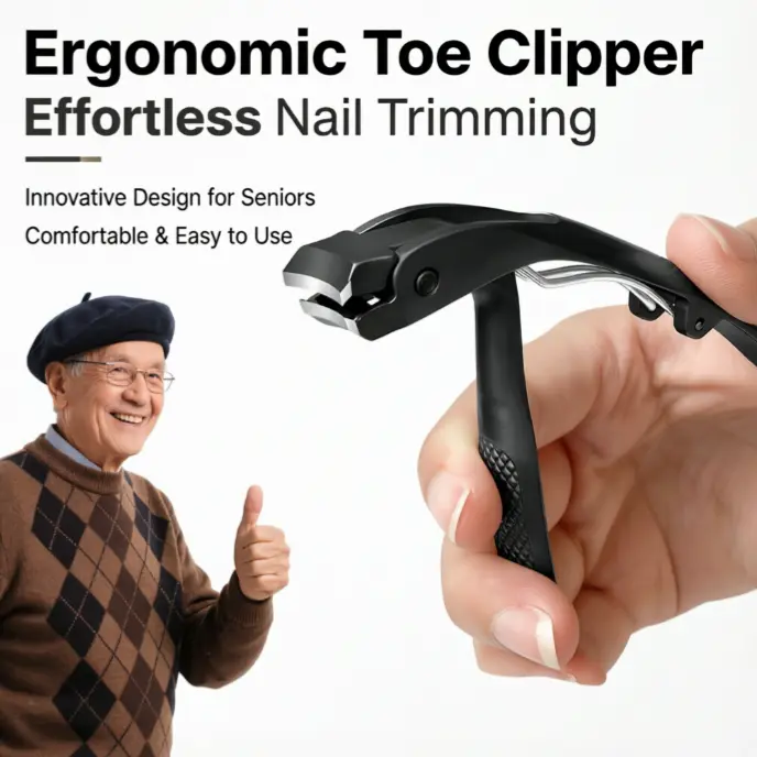 Professional Toe Nail Clippers for Thick Nails, Heavy Duty Podiatrist Toenail Nipper with 40° Curved Blade for Seniors, Precision Ingrown Nail Tool Set with Nail File, Easy Grip Trimmer for Men and Women