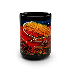 Fiery Phoenix Rising Mug | Black 15oz