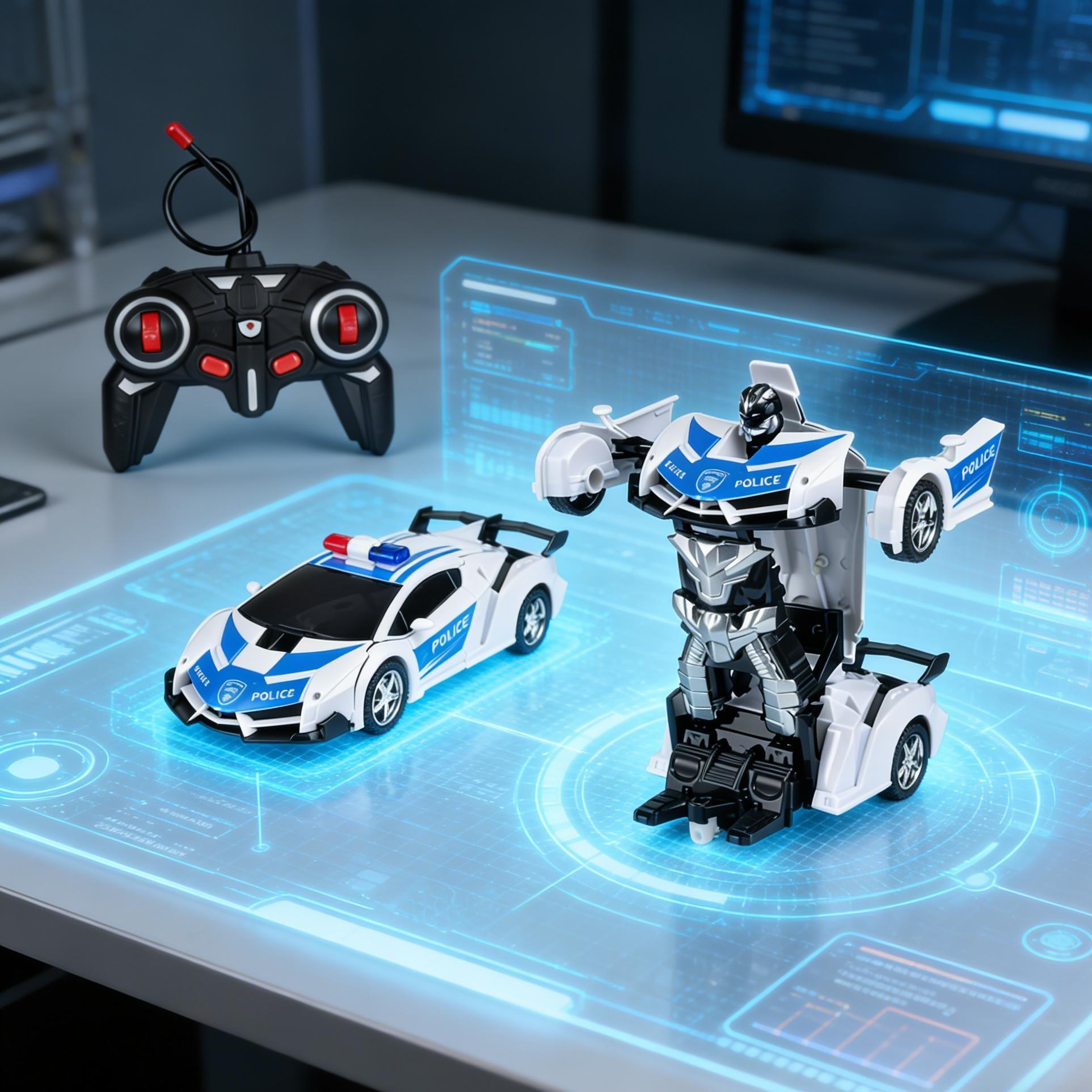Transforming Remote Control Police Car Robot - 2 Modes RC Toy with Smooth Deformation，Action-Packed Toy for Endless Adventure