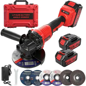 Cordless Angle  with  2X 5.0Ah 21V, Upgraded Brushless  Cordless  Tool with 6 Discs, Wheel Guard and Charger, for , Grinding, Polishing