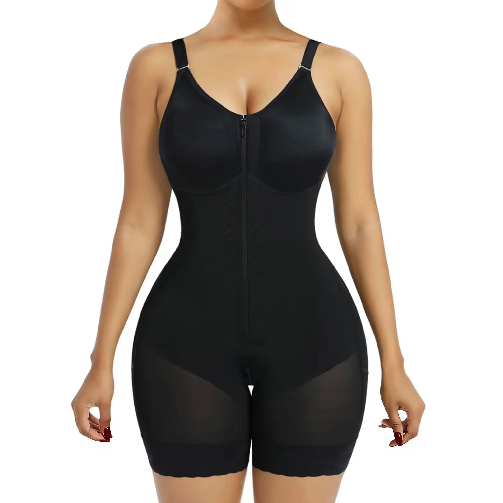 Fajas Colombianas Shapewear for Women - V-Neck Athletic Compression Bodysuit with Tummy Control, Butt Lift, and Zipper Crotch | Valentines Day & Black Friday