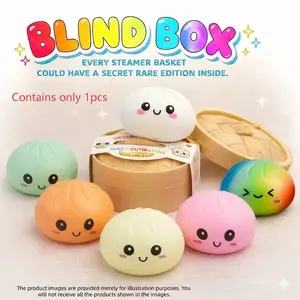 Cute Baozi Squeeze Toy for Adults and Teens, Soft Slow-Return Stress Relief Toy, Includes Steamer Basket, Ages 12+