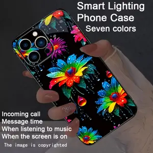 Colorful Water Droplets and Floral Design: A new, dazzling, trendy smart luminous phone case suitable for iPhone 17/Air/16 Pro Max/16e/15 Pro Max/14 Pro Max/Plus/13/12. Features include smart voice control, luminous illumination, and drop protection.