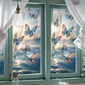 New Butterfly Static Adhesive Glass Film, Decor, Privacy Protection, Anti-Spy, Shade & Light Control, Suitable for Bathroom Windows