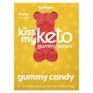 Kiss My Keto Keto Gummy Bears, Fruity, 12 Bags, 0.79 oz (23 g) Each