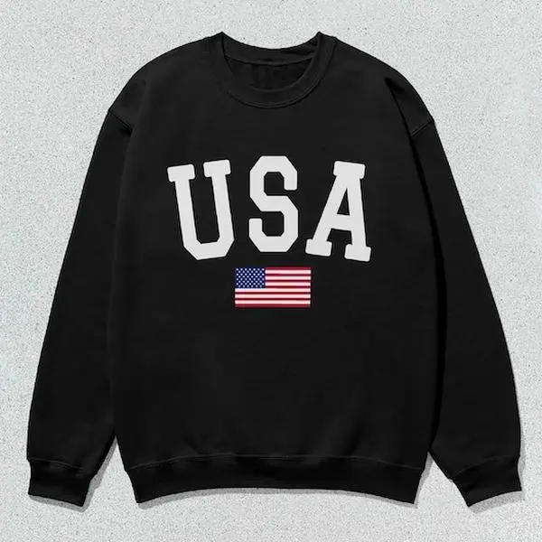USA Sweatshirt Flag of the United States Collegiate Crewneck Sweater Unisex