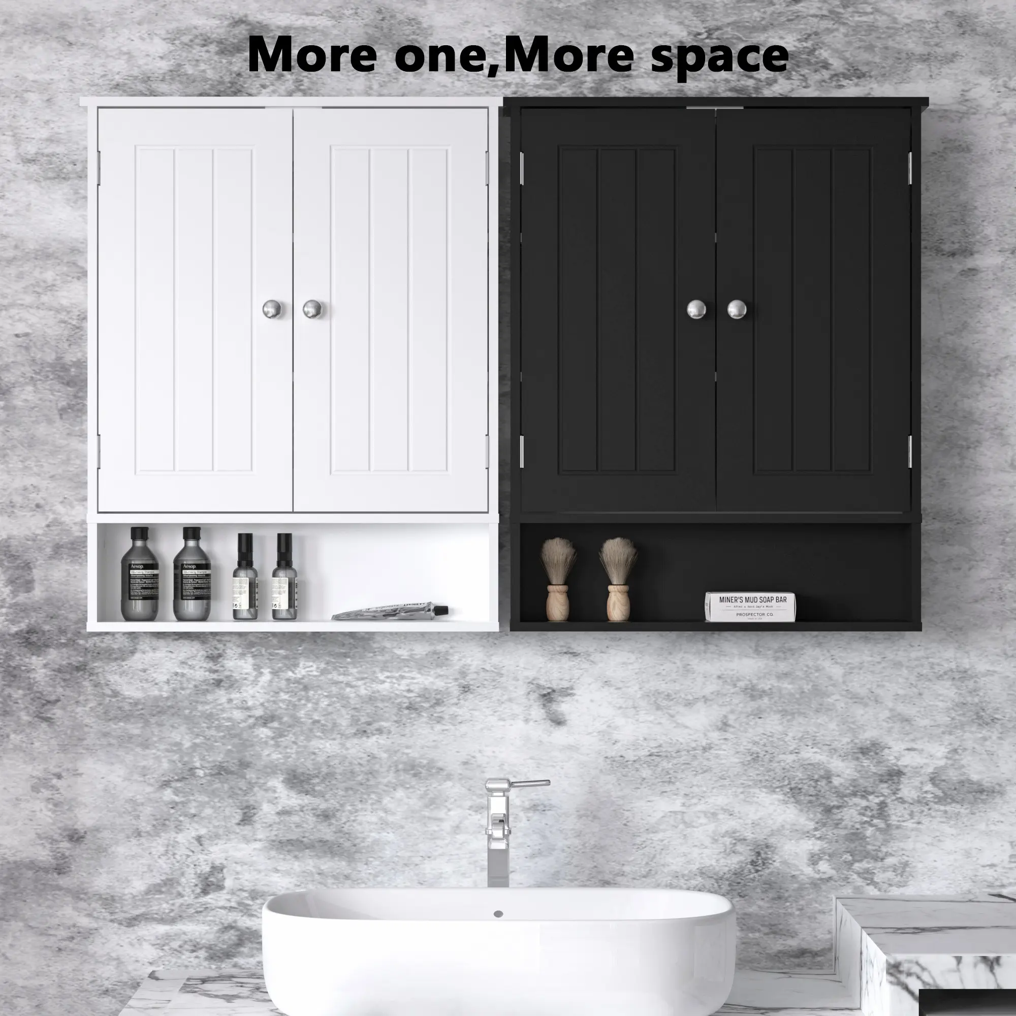 White Classic Wooden Wall-Mounted Modern Storage Cabinet - Single Unit, Multi-Layer Bathroom Storage Cabinet, Adjustable Shelves, 25kg Capacity, Requires Assembly (Suitable for Bathrooms, Living Rooms)