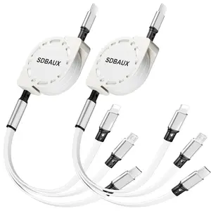 Multi Charging Cable,USB C to  in  Retractable Lightning/TypeC/Micro Port Fast Charger Cord for iPhone       Pro Max,Galaxy S/S/S,Cell Phones Tablets Universal Use (Pack.ft)
