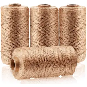 1312 FT  Jute Twine,3ply String Twine, Industrial Packing Materials Packing String for Gifts,DIY Crafts, Decoration, Bundling, Gardening and Recycling(4pcs)