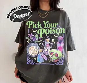 Pick Your Poison Vintage Comfort Colors Shirt, Princess Halloween TShirt, Kuzco Poison Apple Tee, Spooky Season, Villain Cartoon