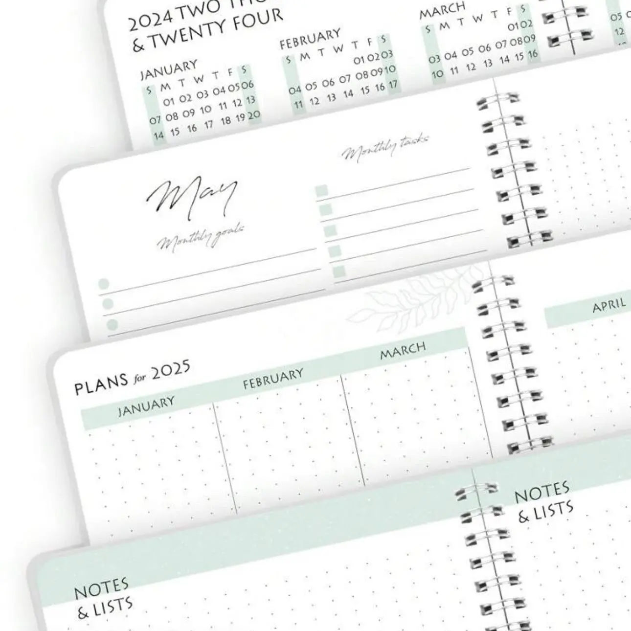 2024-2025 Monthly Planner/Calendar - Monthly and Weekly Planner from Jan 2024 - Dec 2025,Spiral Planner Notebook with To Do List Tasks,Goals,Notes.