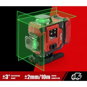 Milwaukee 12/16 Lines 4D Laser Level 360° Self-Leveling Horizontal And Vertical Cross Line Laser Level Super Powerful Green Beam