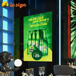 Custom LED Light Box Poster Frame, Ultra-Thin Illuminated Menu Board Advertising Wall Sign for Bar, Restaurant, Home Theater