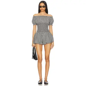 Lovers and Friends Valerie Romper in Black & White Gingham