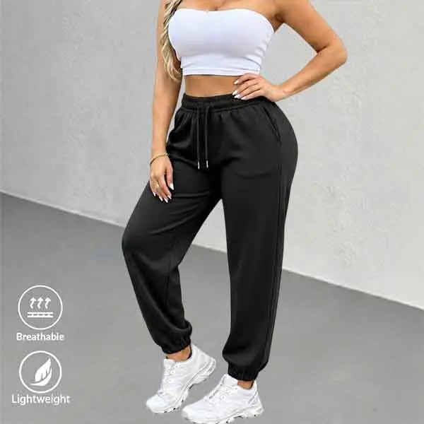 Women’s Clothing 1-Pack High-Waist Jogger Sweatpants – Breathable, Skin-Friendly Elastane Casual Sport Pants with Drawstring Cuffs