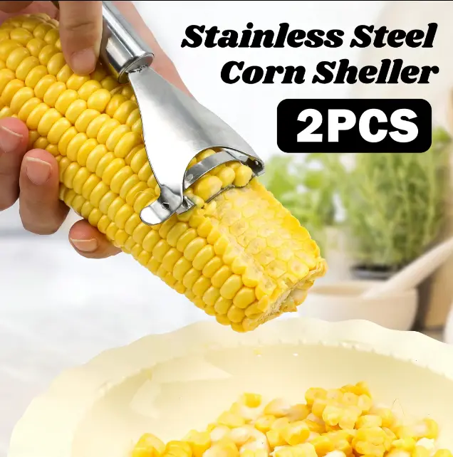 2 Counts Corn Peeler, Commercial-Grade Corn Shucker - Rustproof Steel Blade for Bulk Corn Processing