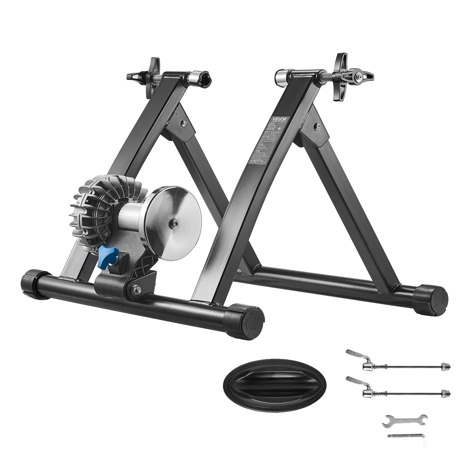 【Summerfinds】VEVOR Carbon Steel Foldable Fluid Bike Trainer Stand for Adults, 26-29 in & 700C Wheel Compatibility, Quick Release Skewer, Front Wheel Riser Block, Double Lock, 20.06 lbs, Indoor Road Bike Exercise Tool