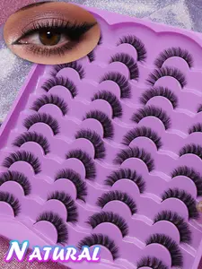 5/7/10/20 For natural false eyelashes, fluffy, soft, dramatic 3D mink eyelashes,  Faux, Synthetic, Cosmetic,slender eyelashes, club daily work meetings, comfortable wearing of natural false eyelashes, belt style eyelashes,  public makeup and beauty tools