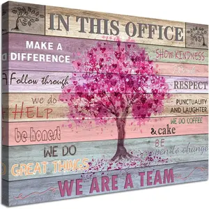 Pink Inspirational Wall Art for Office Women Motivational Quotes Phrases Poster Rustic Heart Tree Pictures Framed Wall Art  Contemporary Home Workspace Desk Decorations for Women 16x24inch Gift Wood