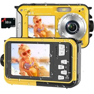 4K Digital Camera 16FT Underwater Camera with 32GB Card 64MP Autofocus Dual-Screen Selfie  Camera for Snorkeling Compact Floatable Point and Shoot Digital Camera 1250mAh
