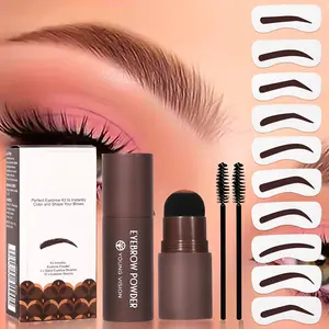 Young Vision One Step Eyebrow Stamp & Shaping Kit with 10 Reusable Stencils Waterproof Long Lasting Brow Powder Makeup Beginner Friendly for Perfect Symmetric Brows