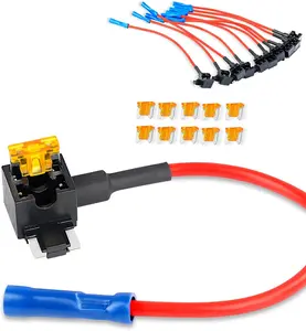 Nilight 50038R 10-Pack 12V Dual-Slot Add-a-Circuit Fuse Tap Adapter, 5A Low Profile Mini Blade Fuses, Tinned Copper Plug-and-Play Truck Accessories for Vehicles, Boats (Blue, Red, Black, Orange)