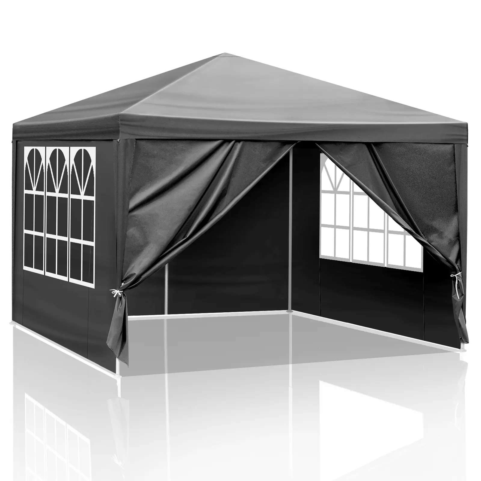 10'x10' Black Outdoor Gazebo Tent, Weatherproofing PE Cloth Canopy with Adjustable Steel Frame for Parties, Weddings & Patio Events, Gazebo Outdoor Patio, Outdoor-Grade Frame Tents